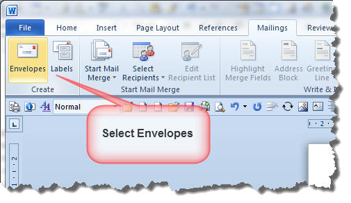 print an envelope in word 2007